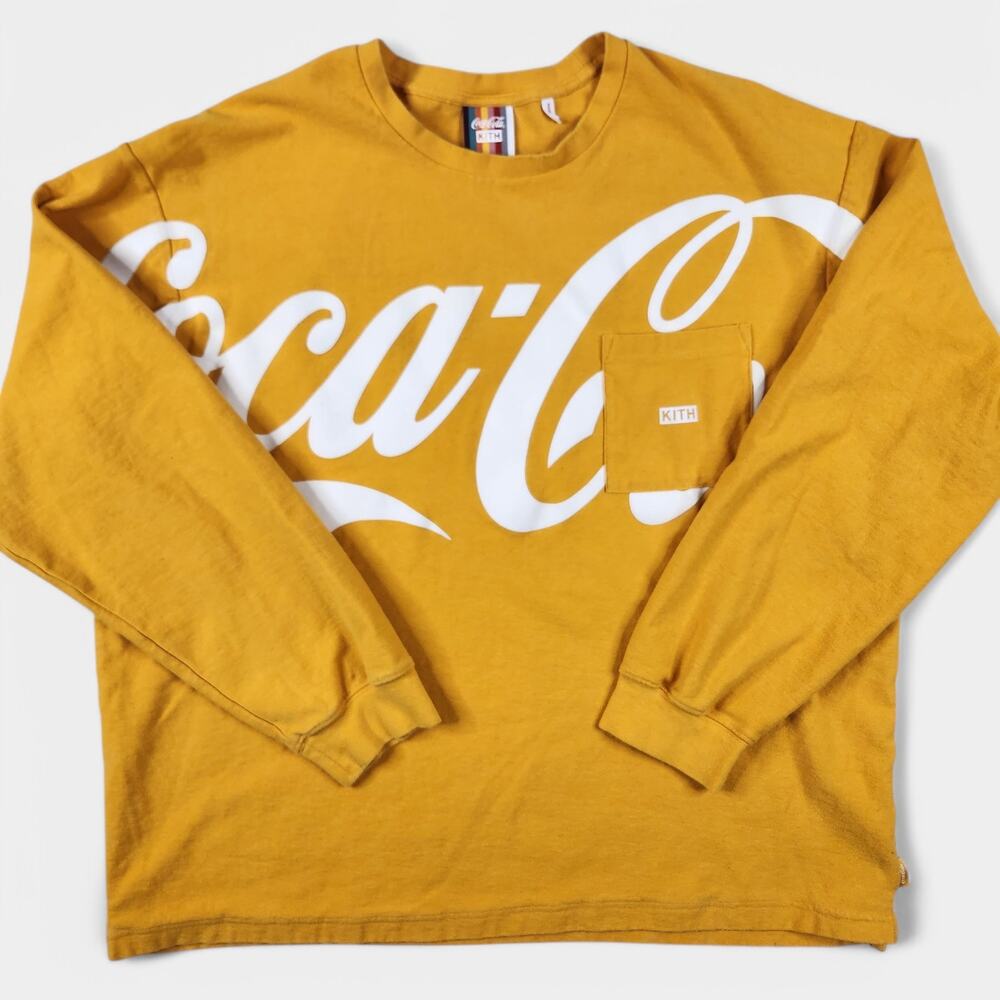 Kith x Coca-Cola Quinn Long Sleeve Pocket Tee Men's XXL Gold Cotton Jersey